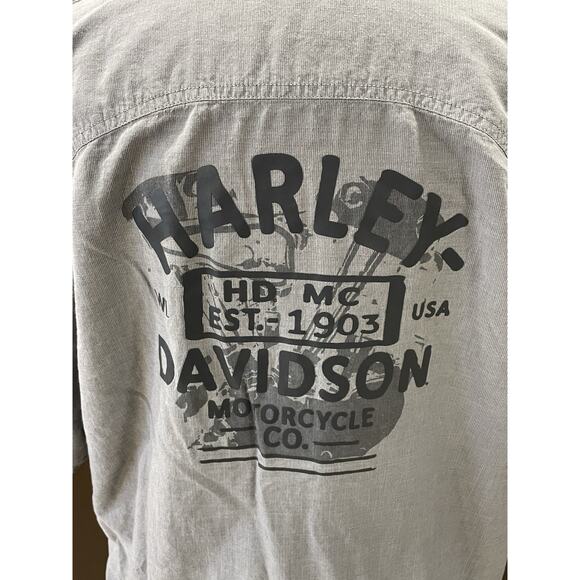 Harley Davidson Mechanic Shirt Gray Button Up Work Shirt Men’s Size 2XL -Moto - Picture 3 of 12